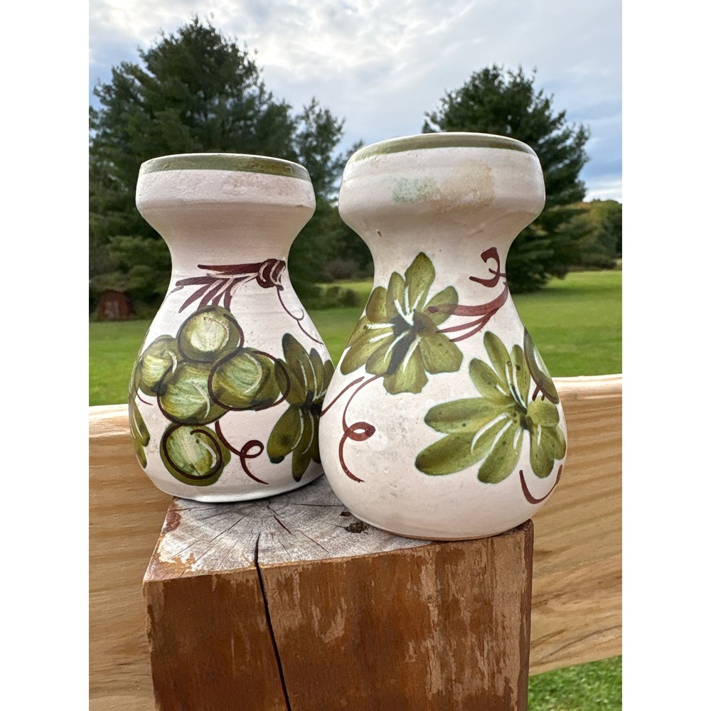Vintage Italian Hand Painted Ceramic Grape Salt and Pepper Shakers Set Italy